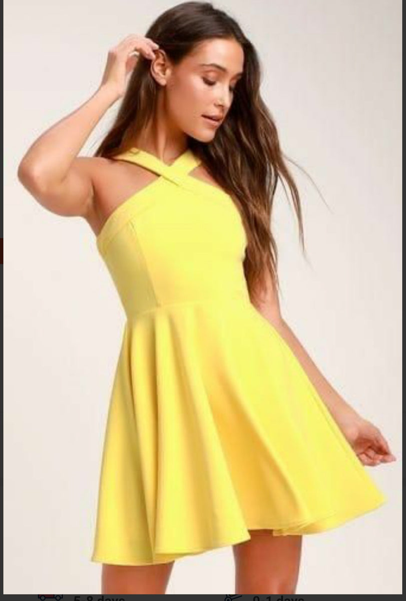 Solid crop Yellow short dress for Women ...